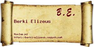 Berki Elizeus névjegykártya